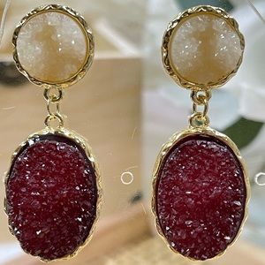 Cora Red Geometric Drop Earrings